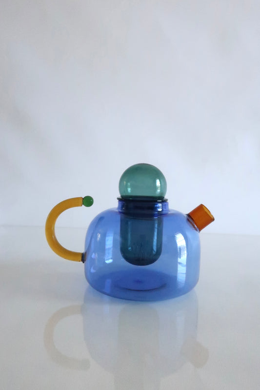 Cobalt Blue, Amber and Teal Bubble Tea Pot