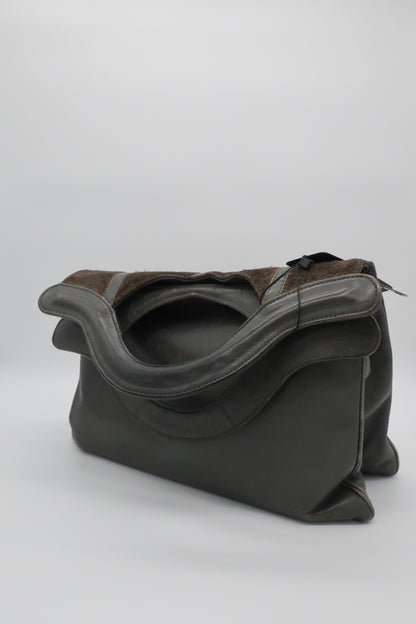 Suede Brown & Olive Handbag