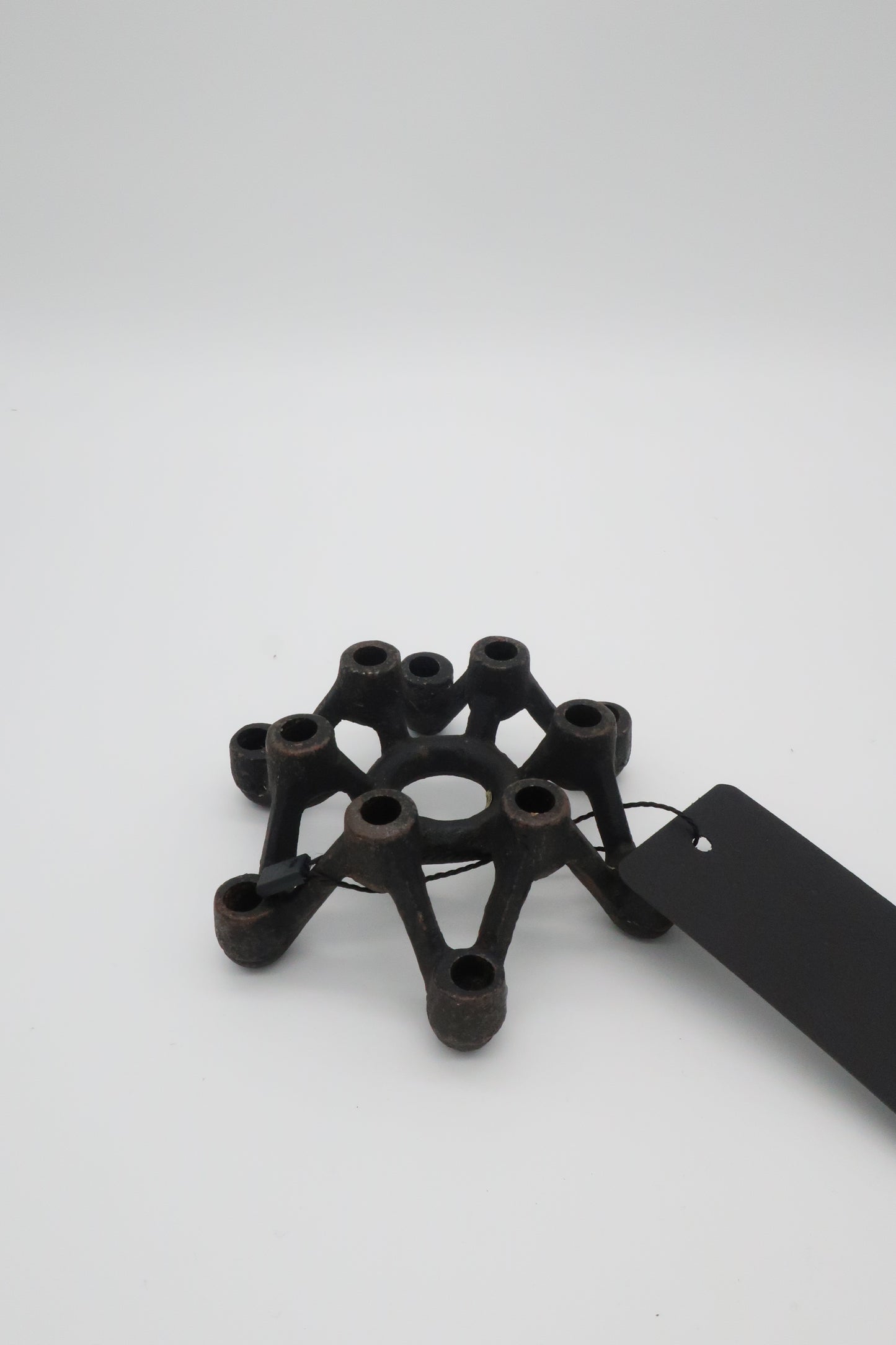 Japanese Brutalist Cast Iron Candle Holder