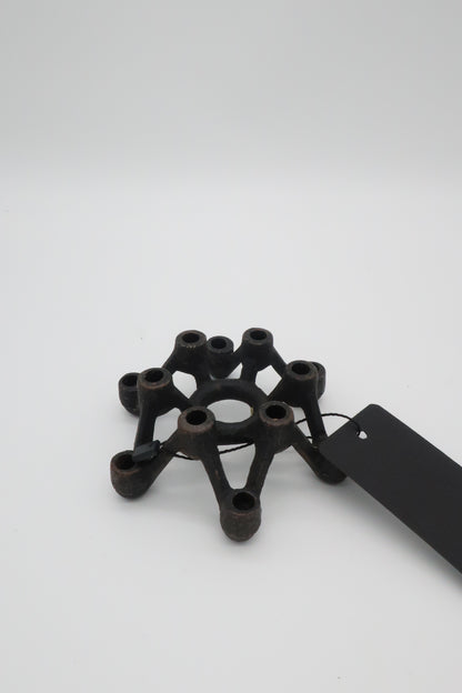 Japanese Brutalist Cast Iron Candle Holder