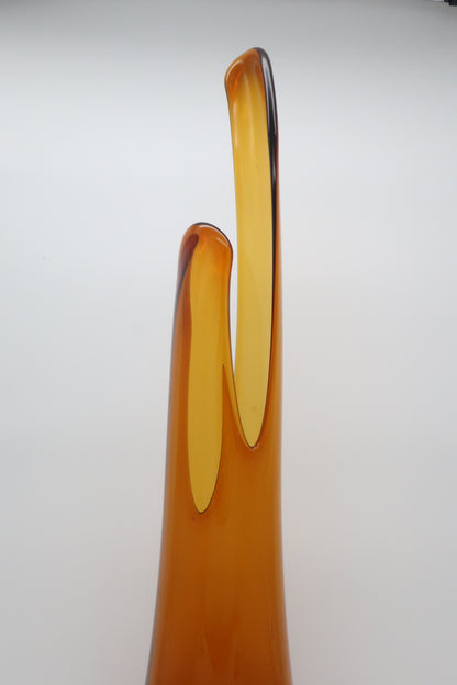 L.E. Smith Glass Rootbeer Smoothie Swung Vase