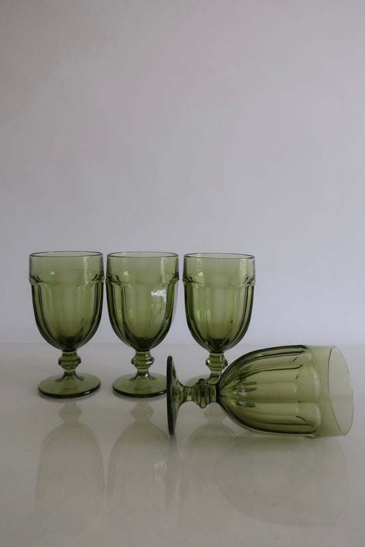 Libbey Gibraltar Green Goblets