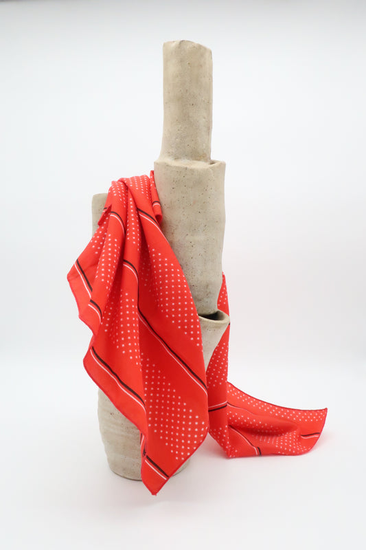 Red & White Silk Blend Scarf