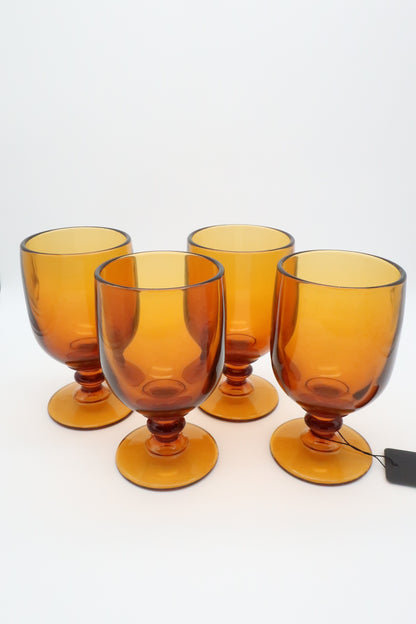 1970's Imperial Hoffman Amber Goblet Set