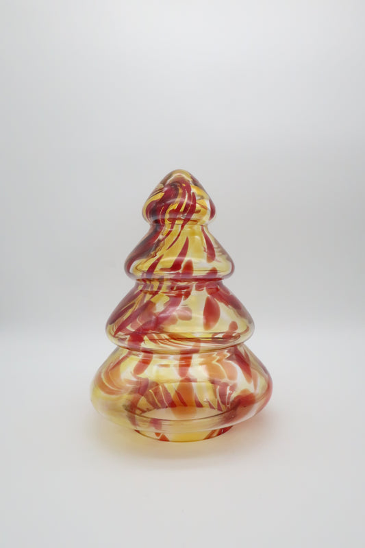 Handblown Red & Amber Glass Tree
