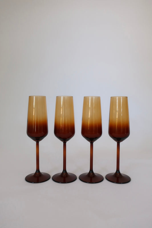 Amber Champagne Flutes