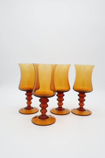 1970's Colony Amber Goblets