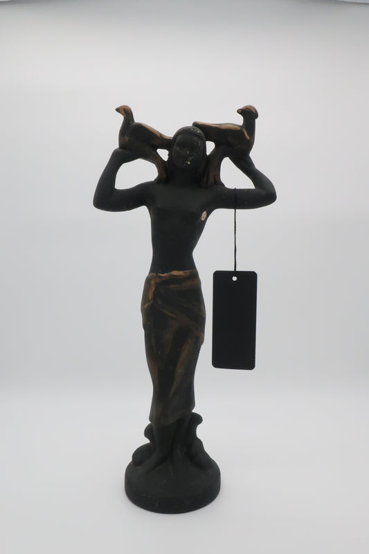 Black Hollywood Regency Lady Bird Statue
