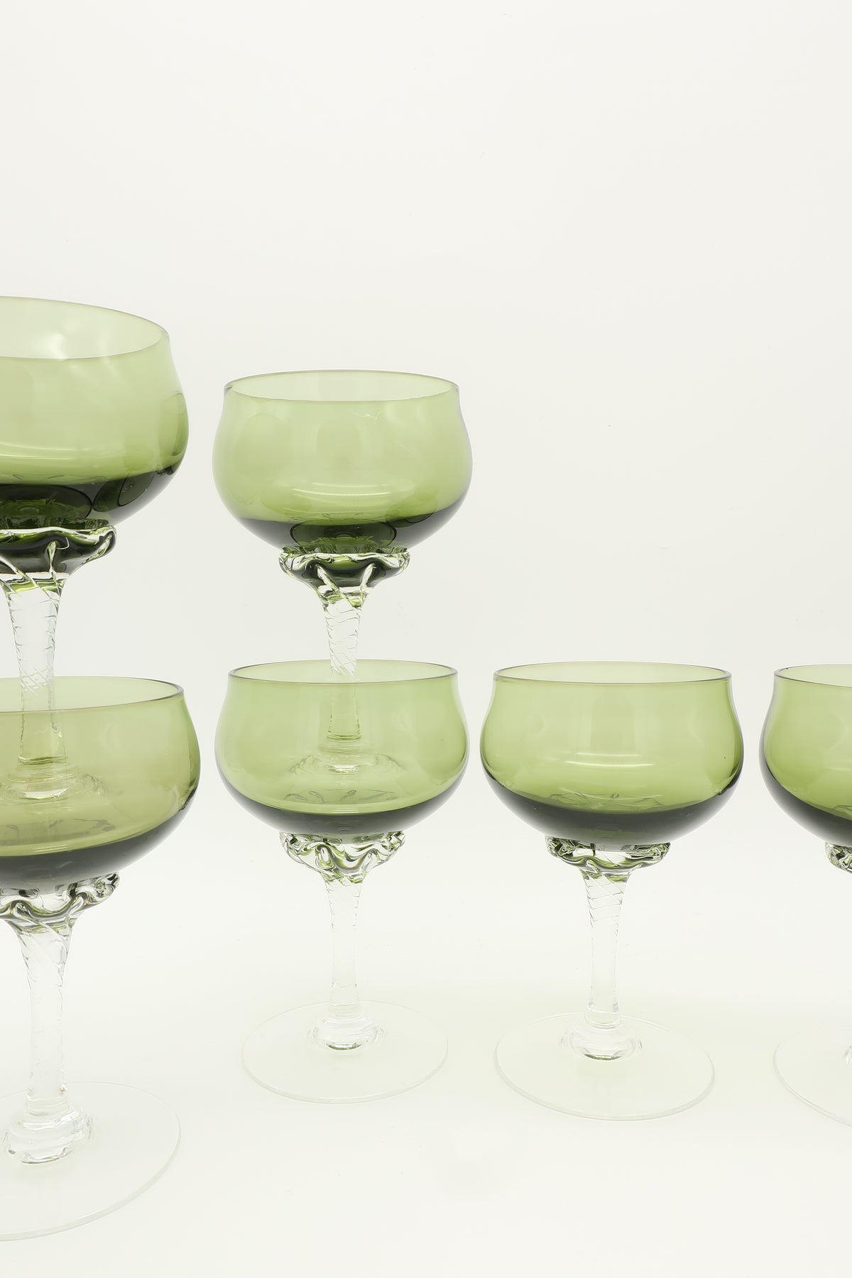 1960s Sasaki Green Cordial Glasses