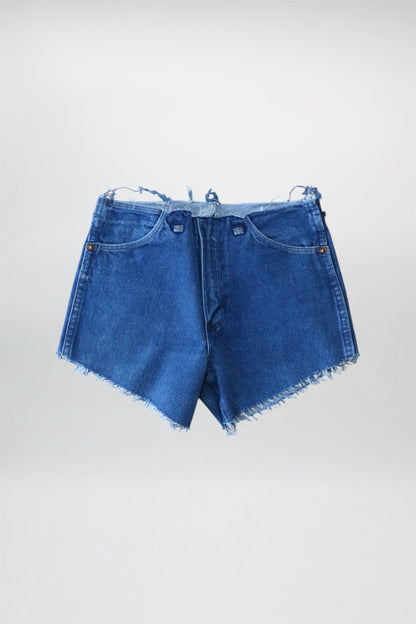 Distressed Blue Denim Wrangler Shorts