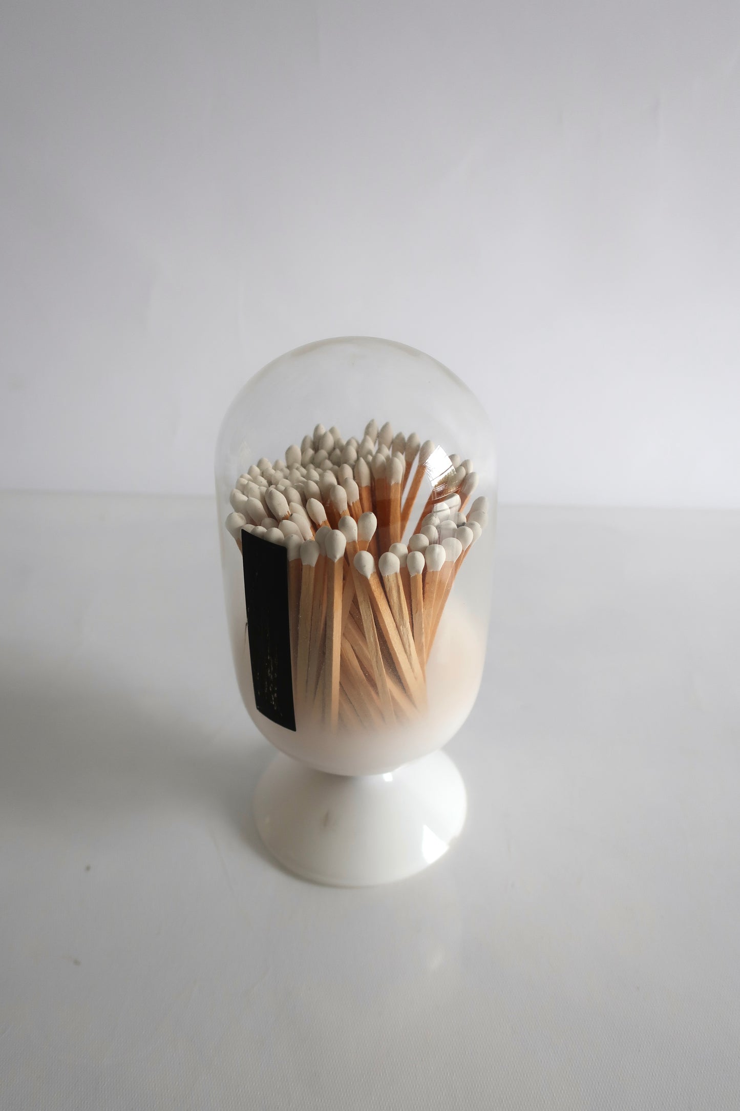 White Glass Match Cloche