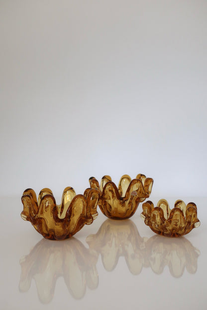 Italian Amber Stacked Ashtrays