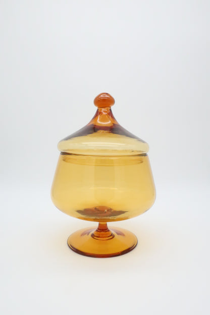 1970's Empoli Amber Lidded Canister