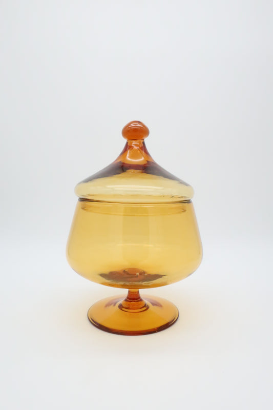 1970's Empoli Amber Lidded Canister