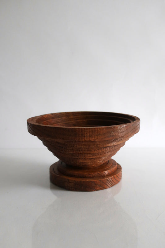 Wooden Ribbed Fruit Bowl