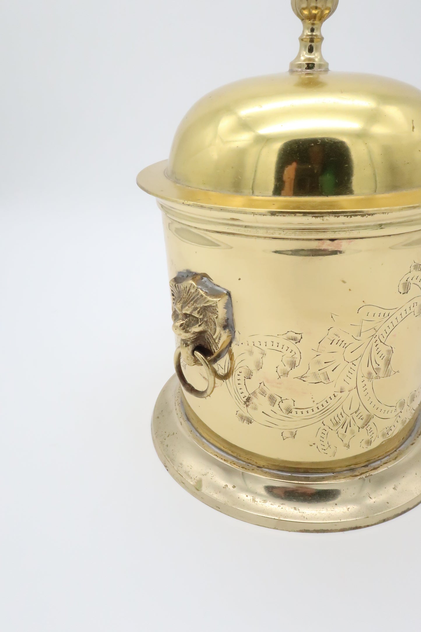 Etched Brass Lion Tea Caddy