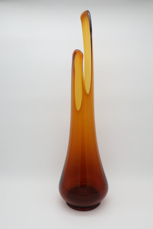L.E. Smith Glass Rootbeer Smoothie Swung Vase