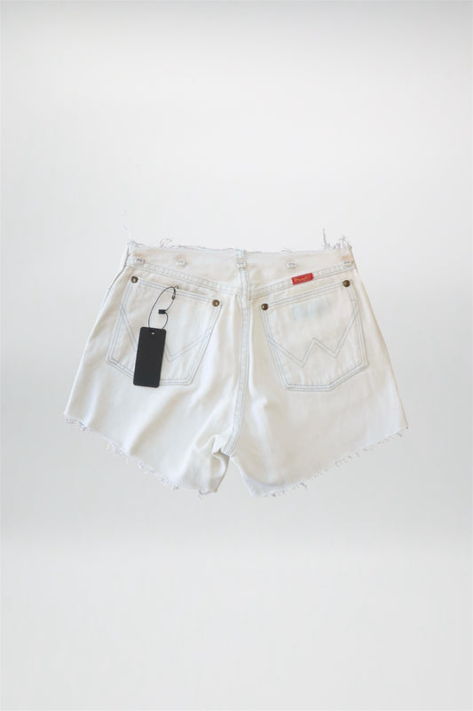 Distressed White Denim Wrangler Shorts