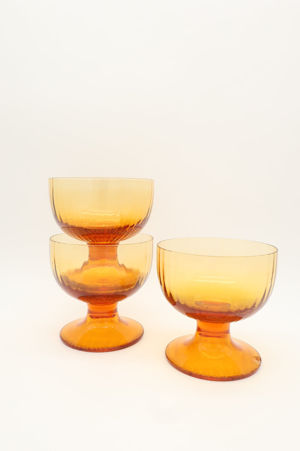 Amber Ribbed Coupe Glasses