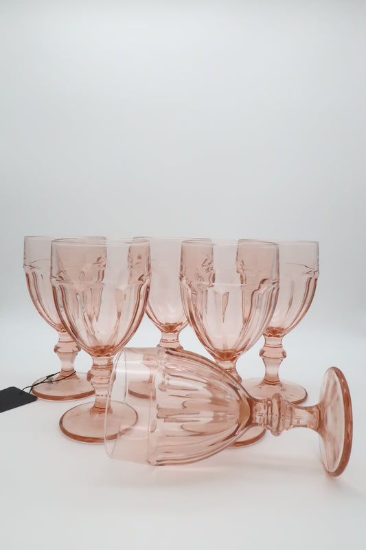 Libbey Gibralter Pink Goblet Set