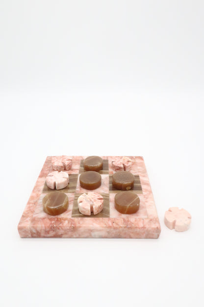 Pink & Brown Marble Tic Tac Toe Set