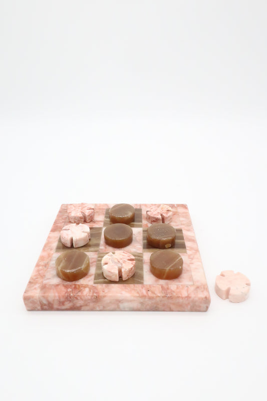 Pink & Brown Marble Tic Tac Toe Set