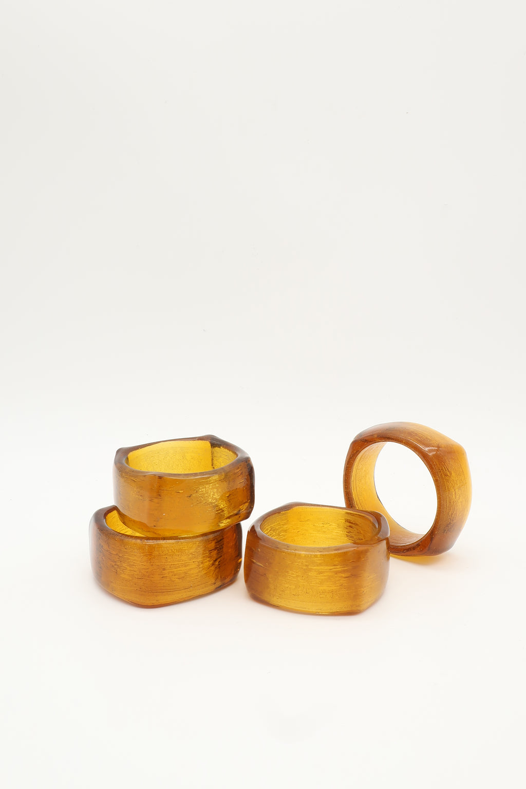 Amber Glass Napkin Rings