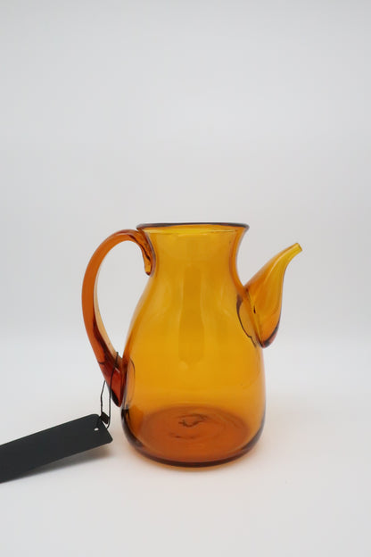 Handblown Amber Glass Pitcher