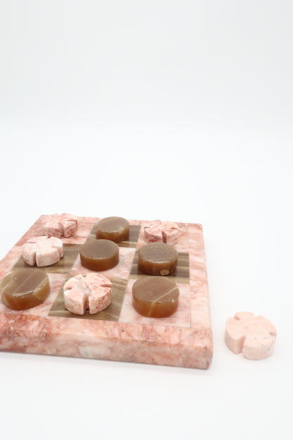 Pink & Brown Marble Tic Tac Toe Set