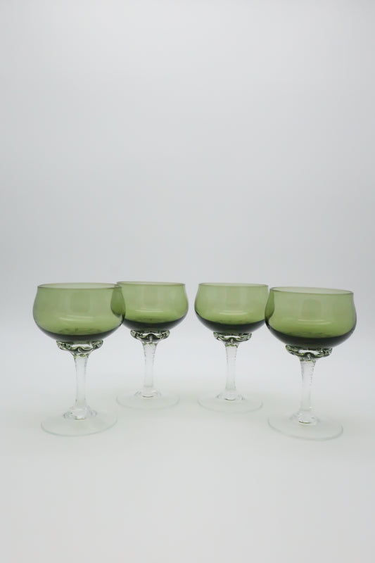 1960s Sasaki Green Cordial Glasses