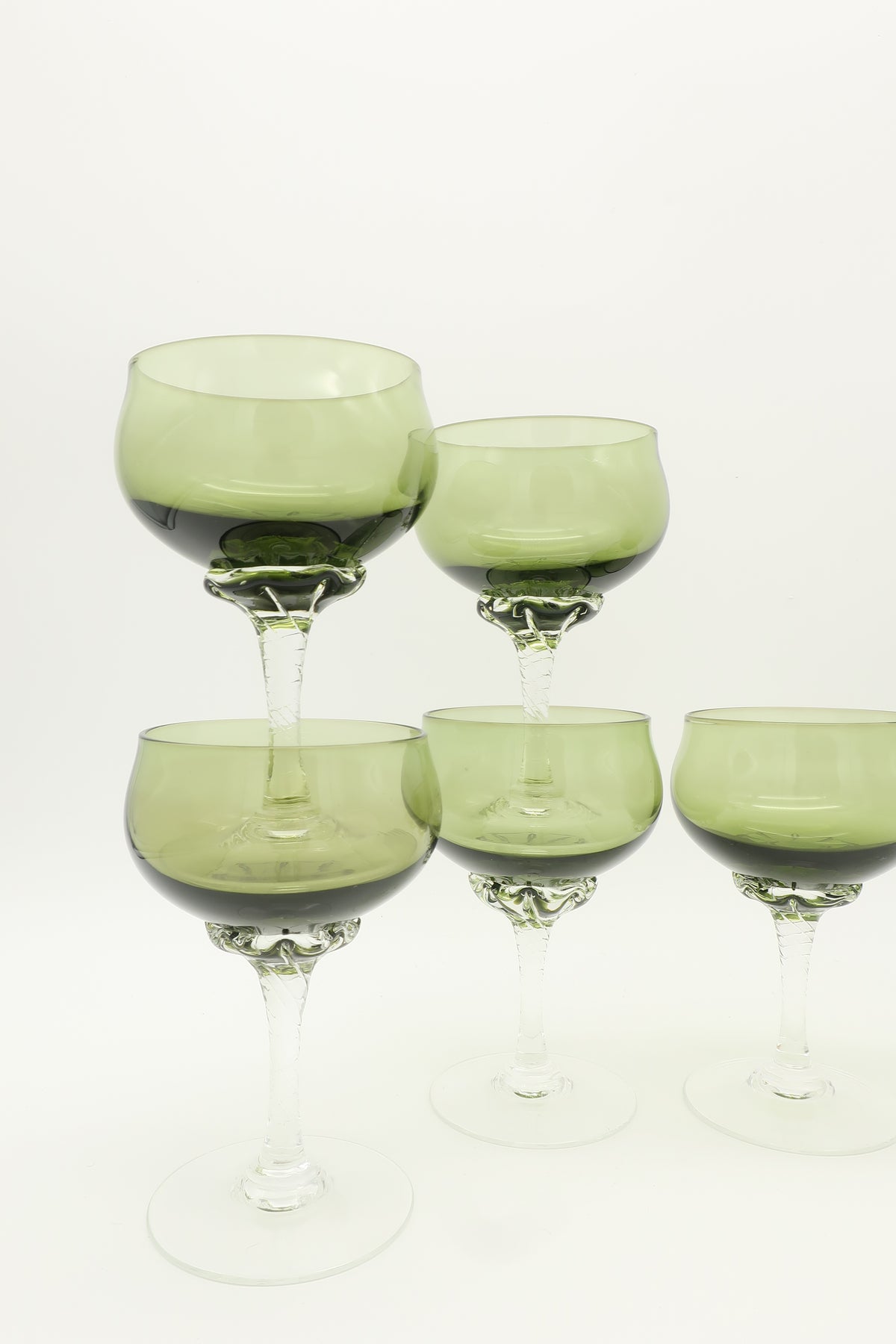 1960s Sasaki Green Cordial Glasses