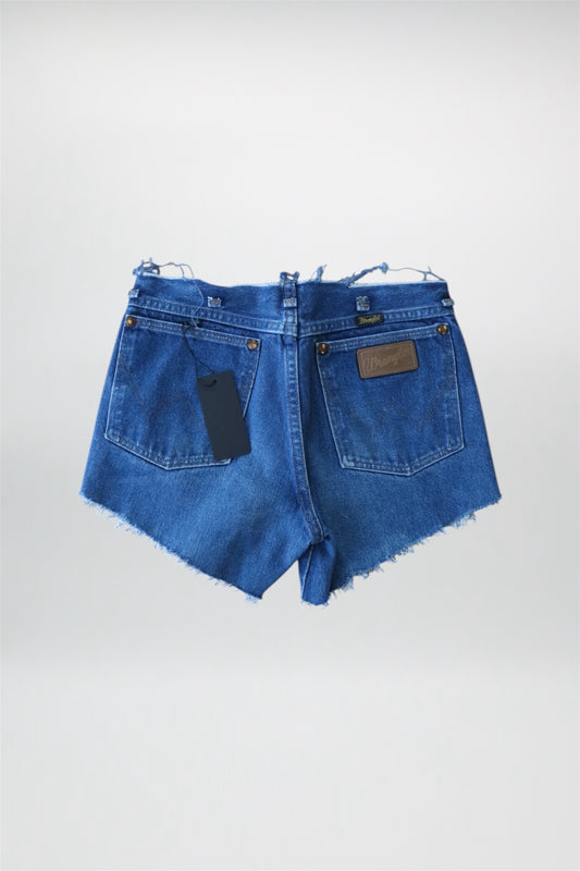 Distressed Blue Denim Wrangler Shorts