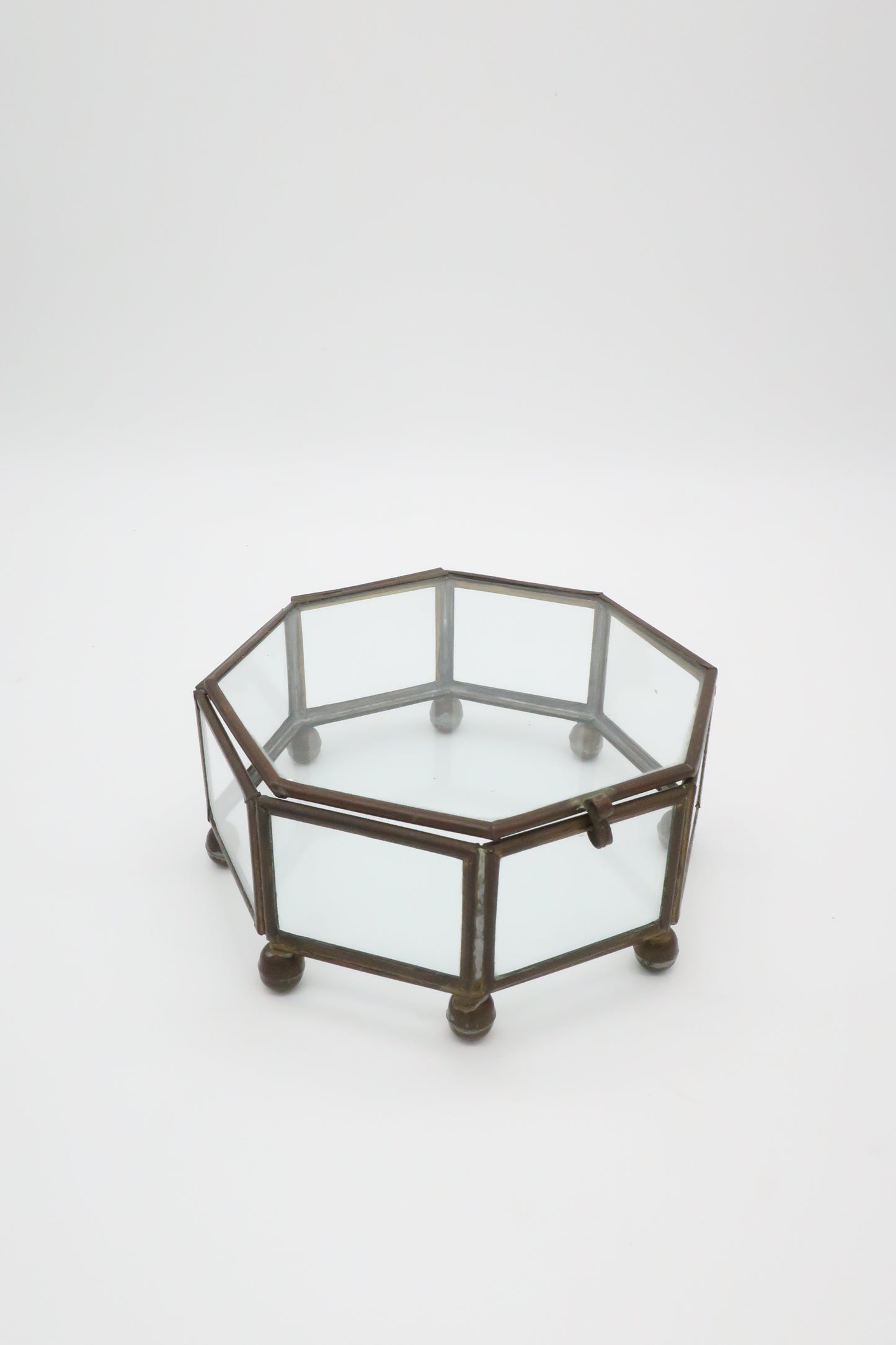 Brass & Glass Lidded Jewelry Box