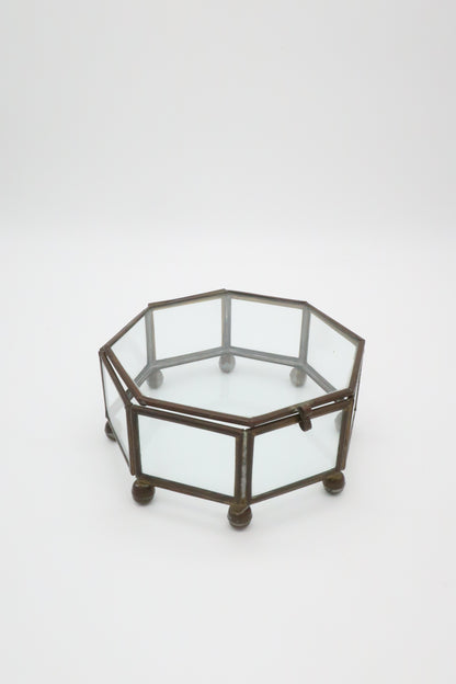 Brass & Glass Lidded Jewelry Box