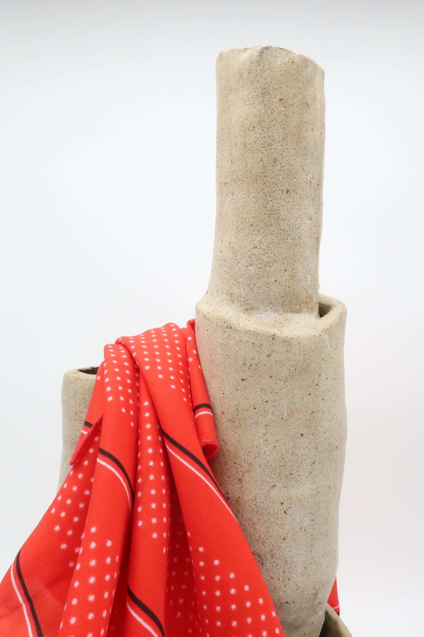 Red & White Silk Blend Scarf