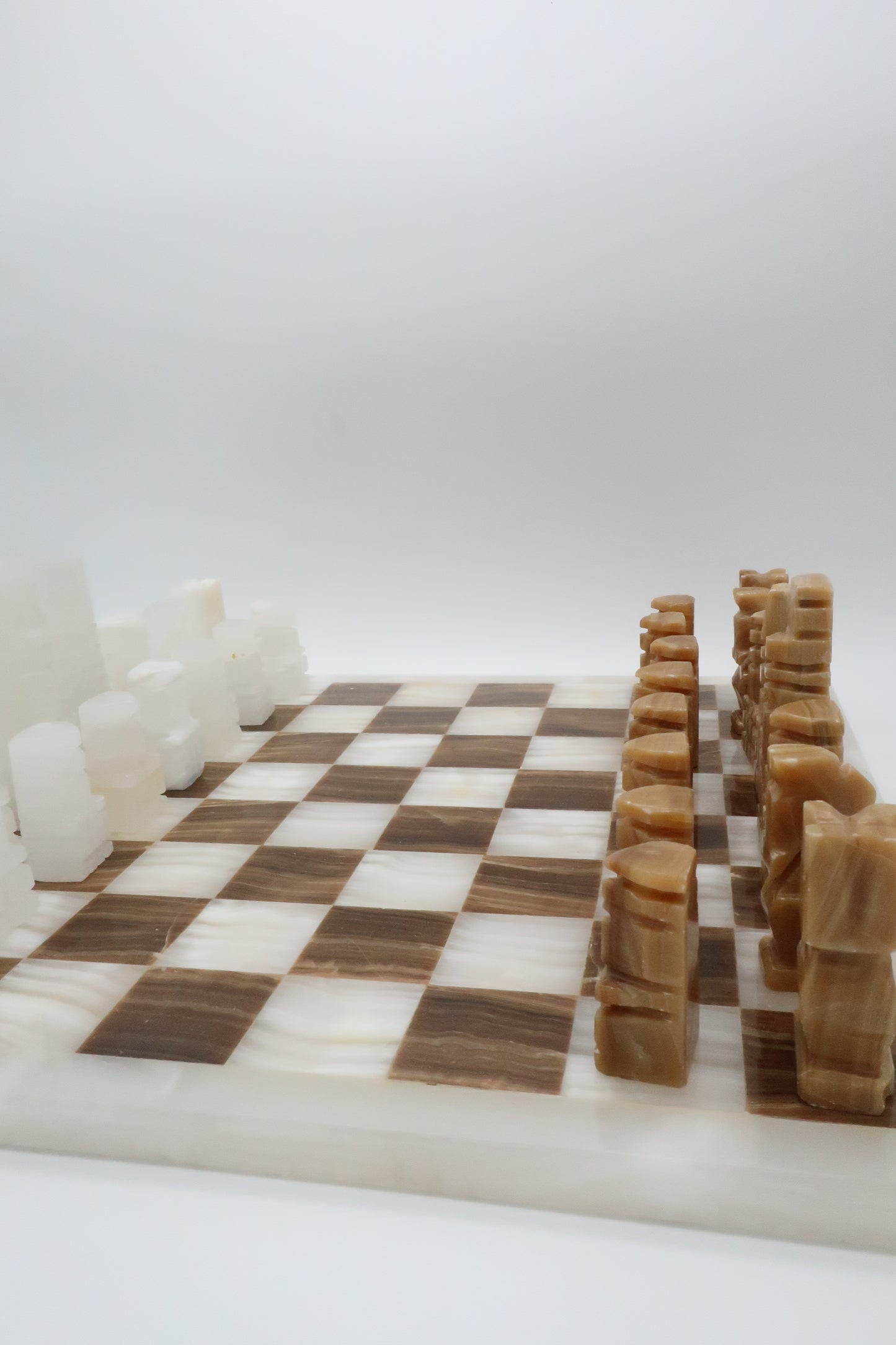 Brown & White Marble Chess Set