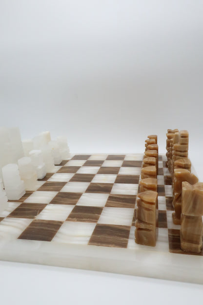 Brown & White Marble Chess Set