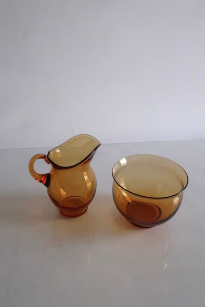 Amber Glass Sugar & Creamer Set