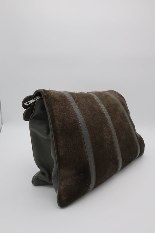Suede Brown & Olive Handbag