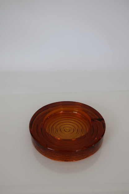 Art Deco Amber Pressed Round Ashtray