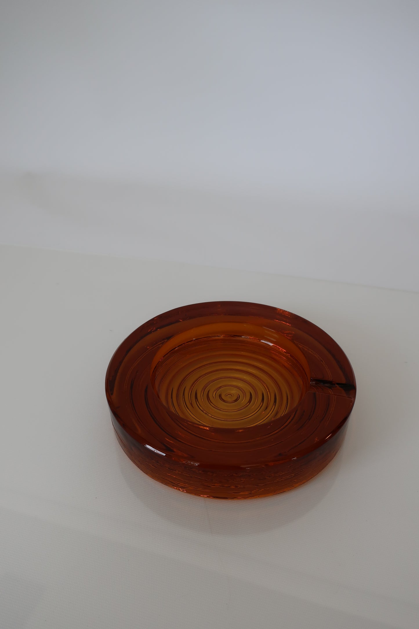 Art Deco Amber Pressed Round Ashtray