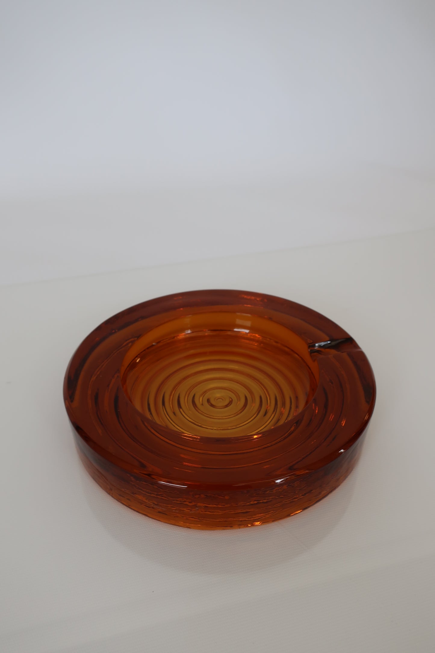 Art Deco Amber Pressed Round Ashtray