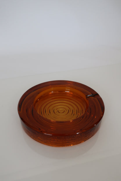 Art Deco Amber Pressed Round Ashtray