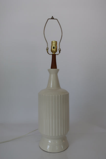 Danish White Ceramic & Teak Lamp