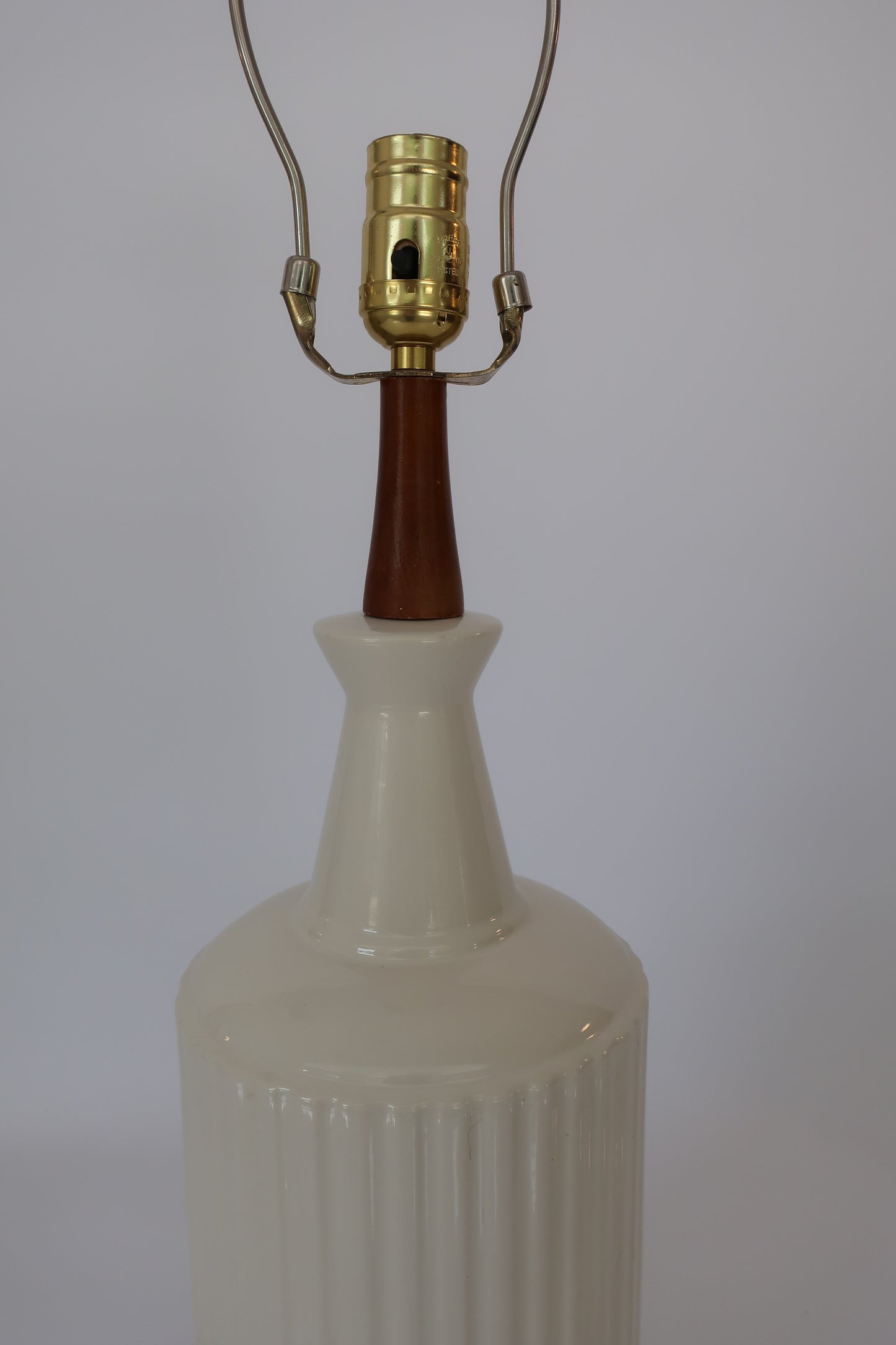 Danish White Ceramic & Teak Lamp