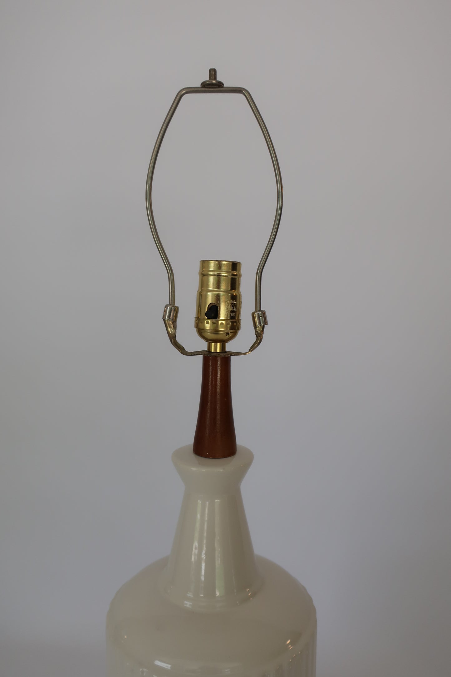 Danish White Ceramic & Teak Lamp