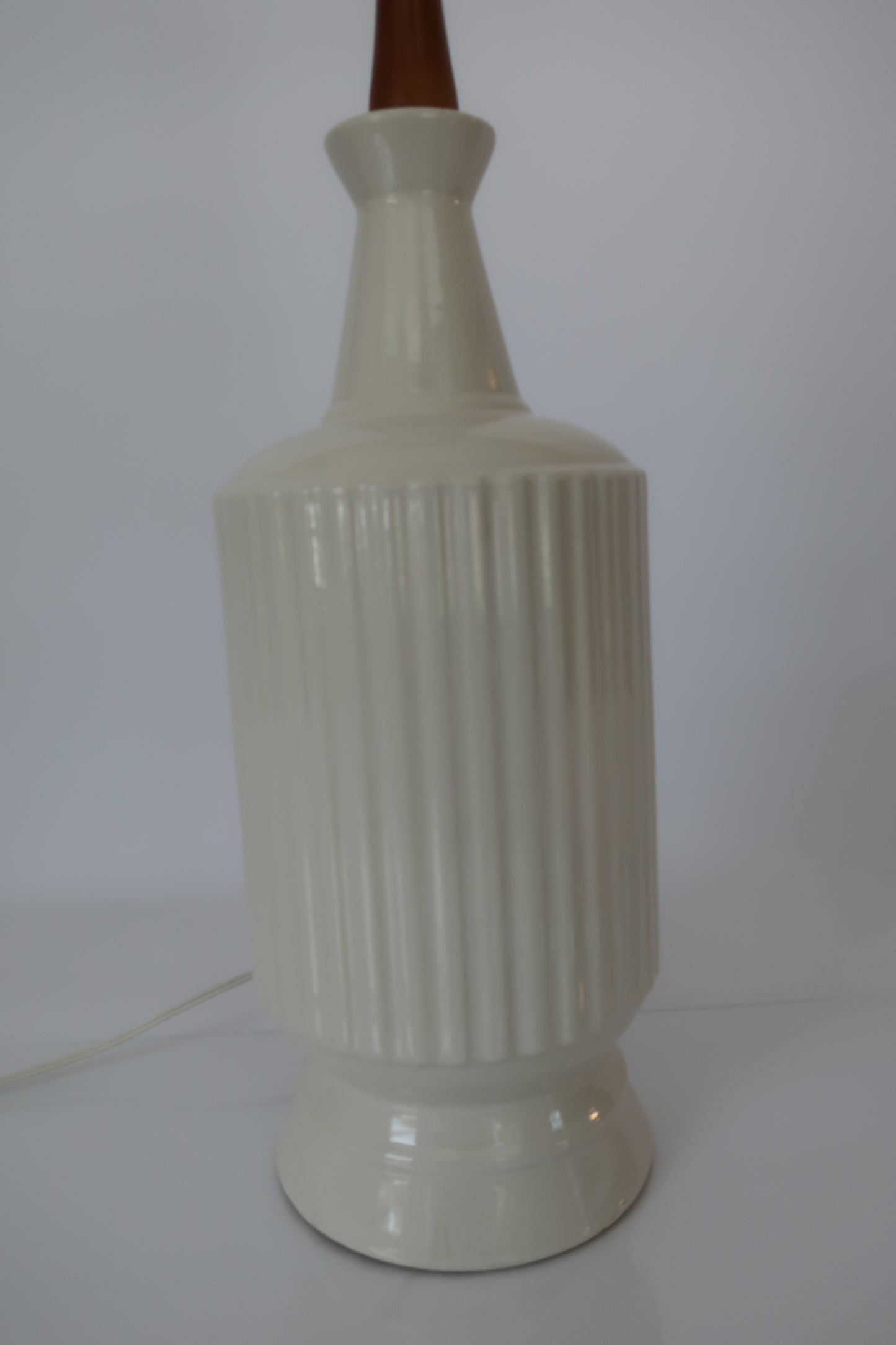 Danish White Ceramic & Teak Lamp