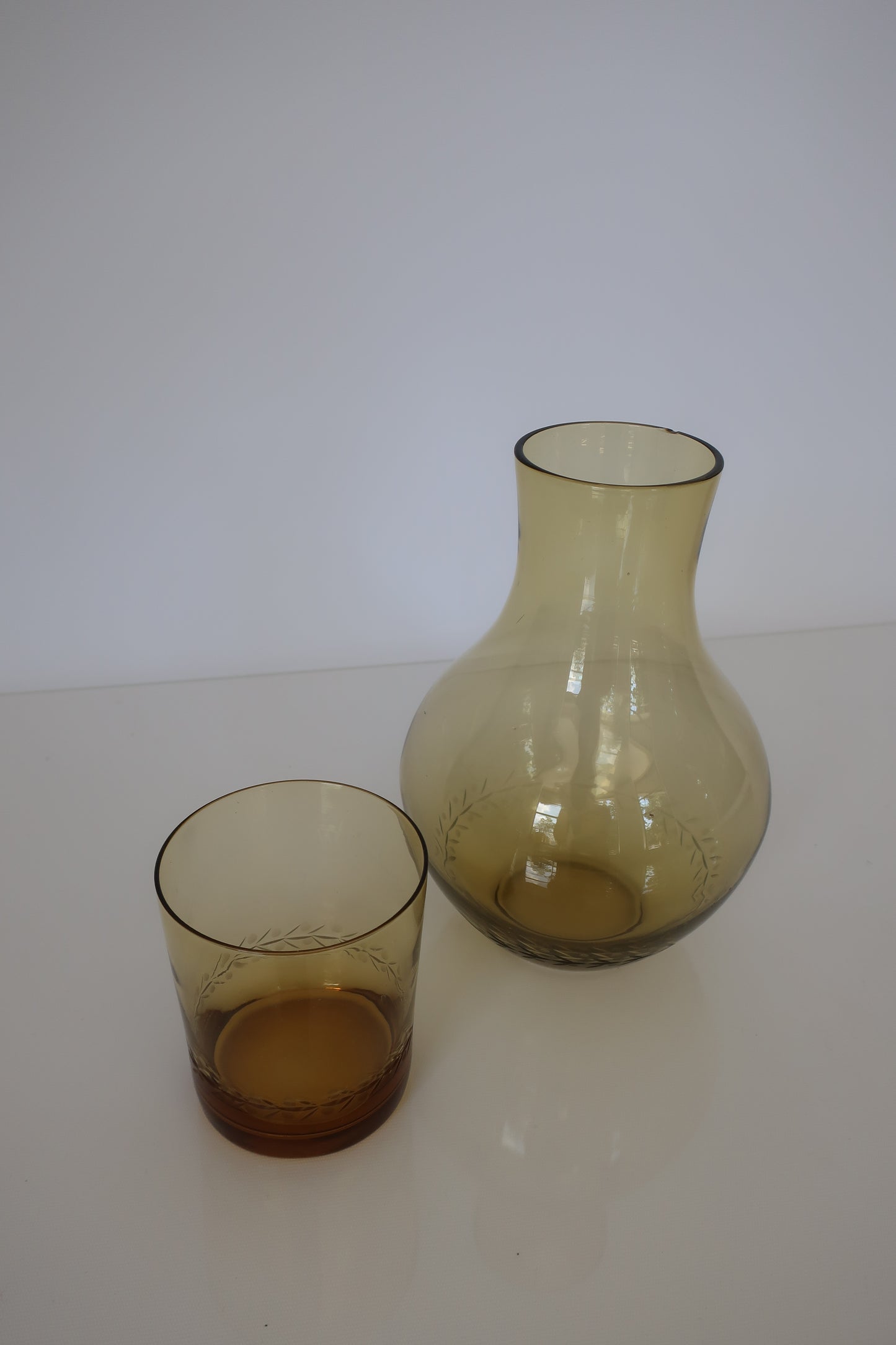 Amber Etched Bedside Carafe