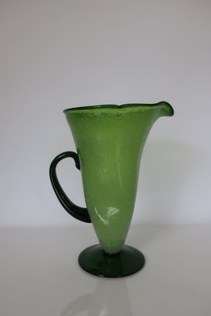 Handblown Green Pinch Pitcher