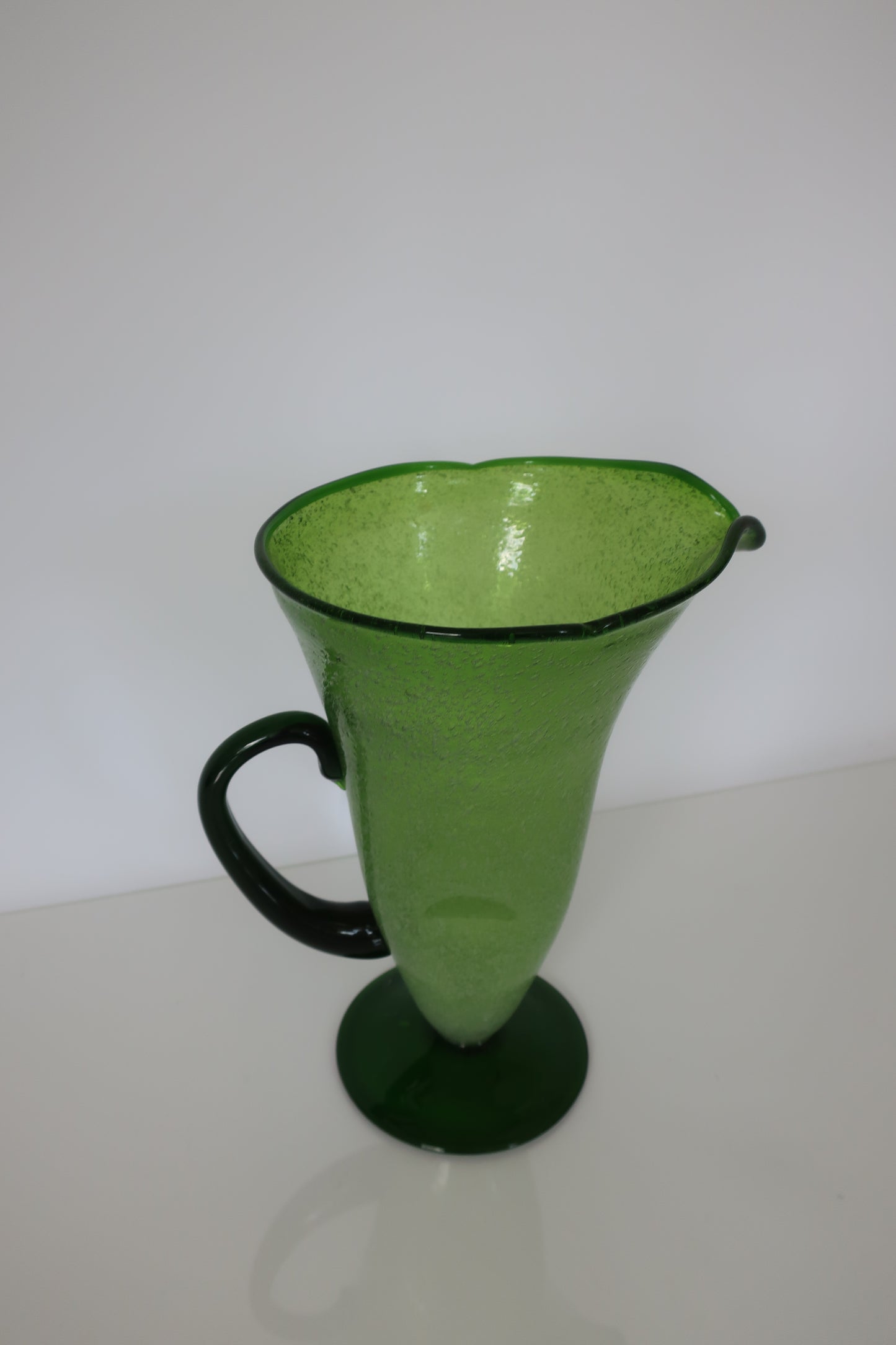 Handblown Green Pinch Pitcher